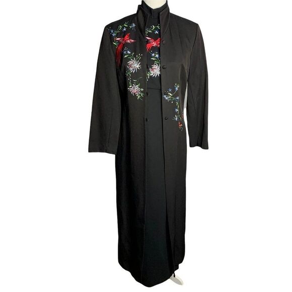 Vintage Jessica McClintock 2 pc Dress S Black Embroidered Halter Jacket - Picture 2 of 11